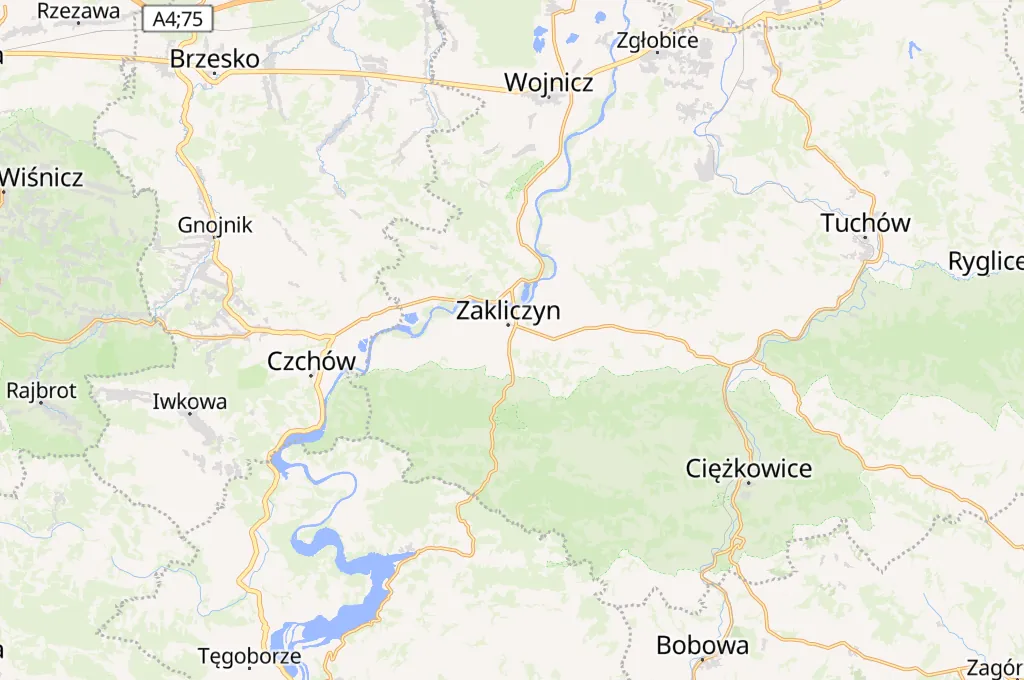 Zakliczyn Area Map