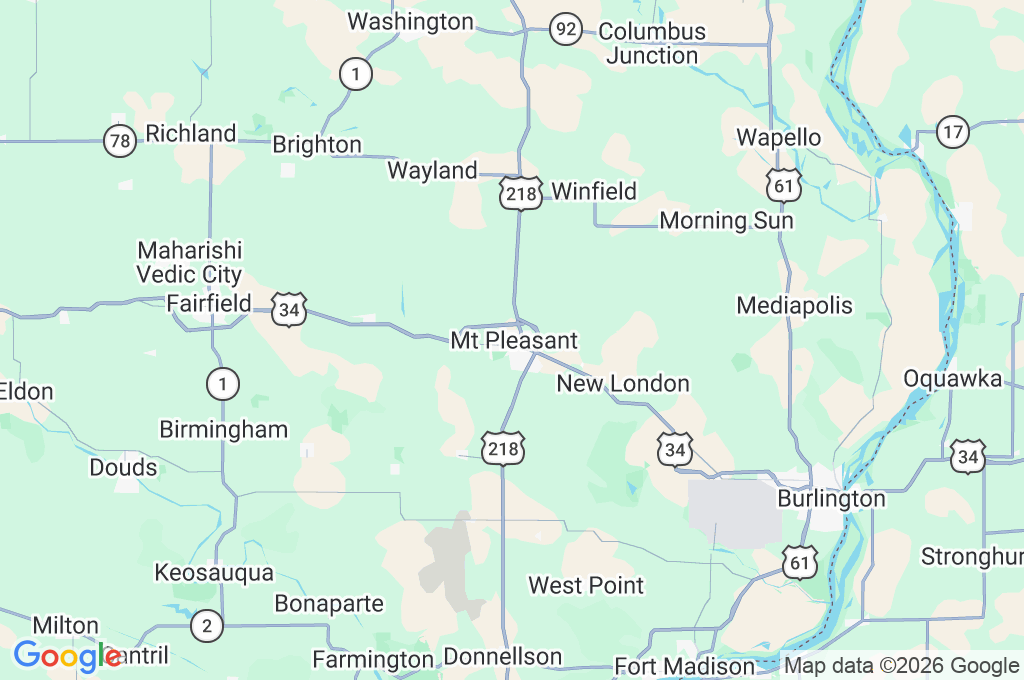 Mount Pleasant Area Map