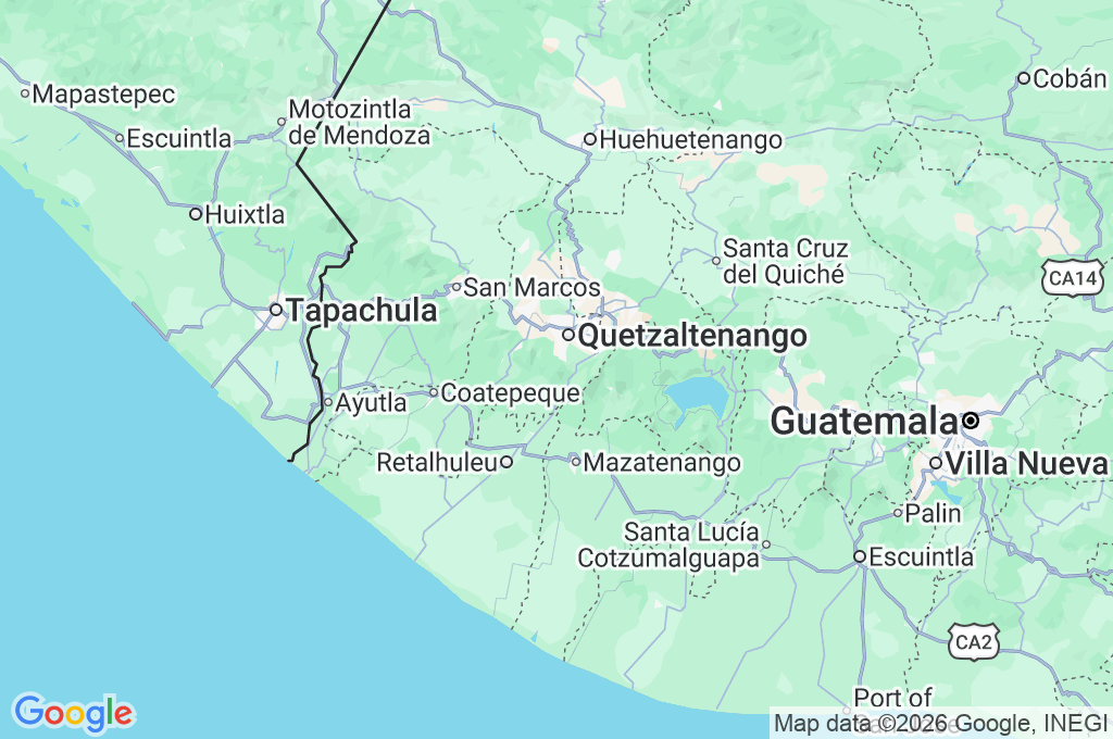 Santa María Volcano Area Map
