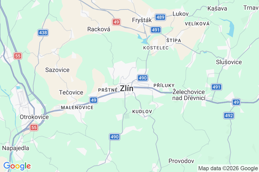 Zlín Area Map Zlín Area Map