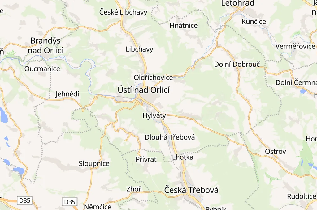 Ústí nad Orlicí Area Map Ústí nad Orlicí Area Map