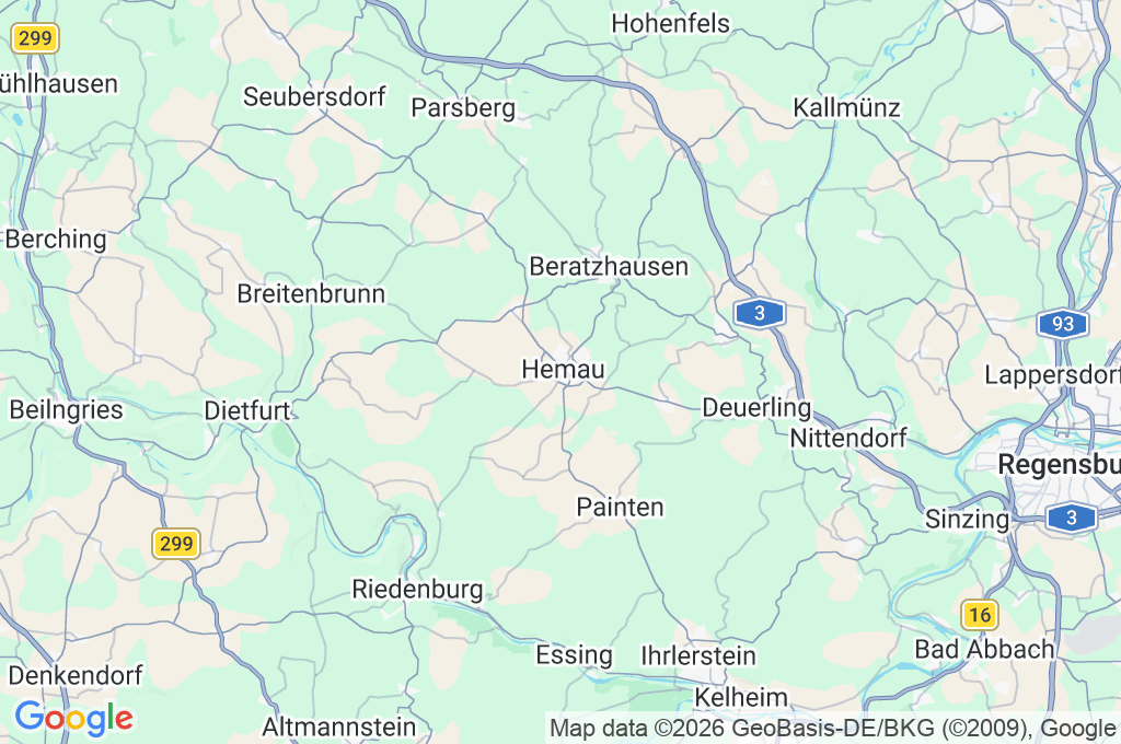 Hemau Area Map Hemau Area Map