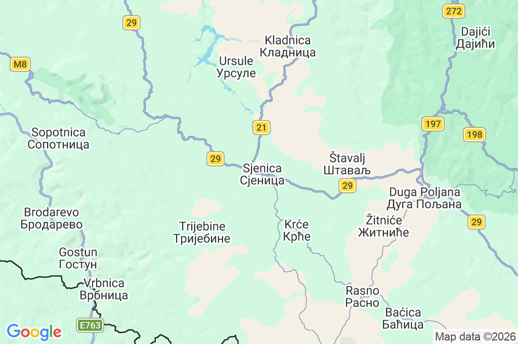 Sjenica Area Map
