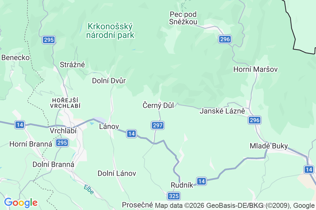 Černý Důl Area Map