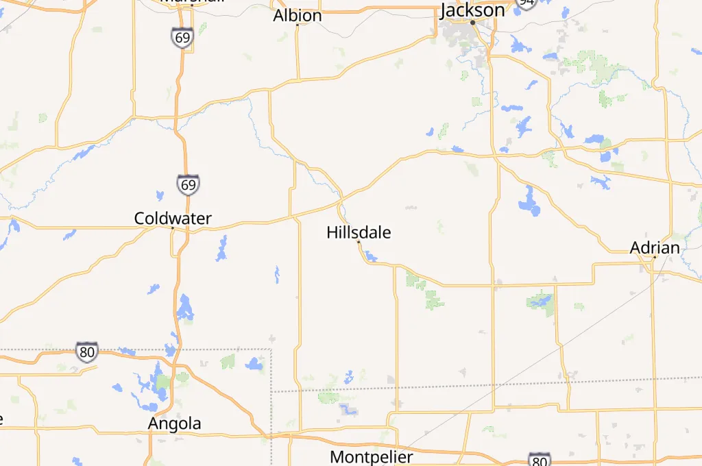 Hillsdale Area Map