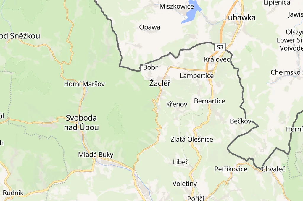 Žacléř Area Map