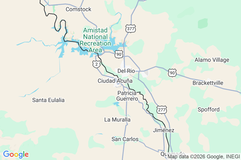 Acuña - Del Rio Texas International Bridge Area Map