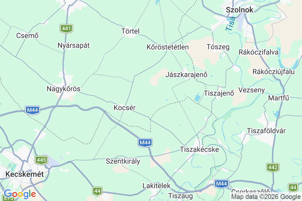 Kocsér Area Map Kocsér Area Map