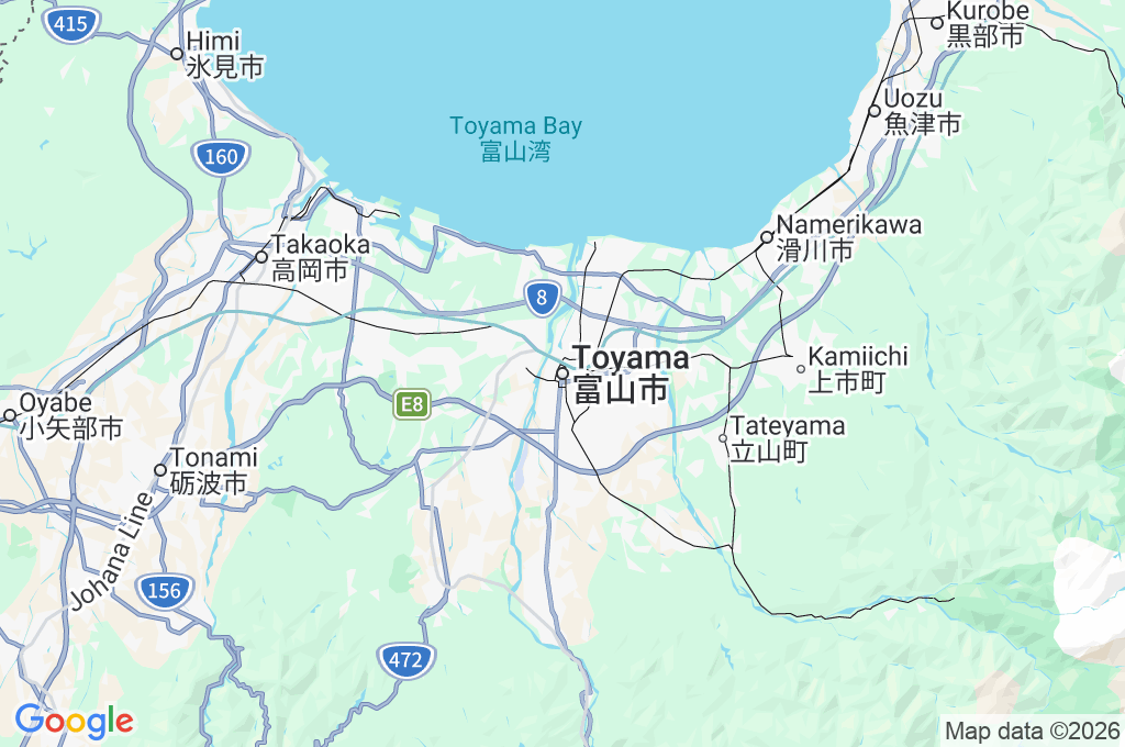 Toyama Area Map Toyama Area Map