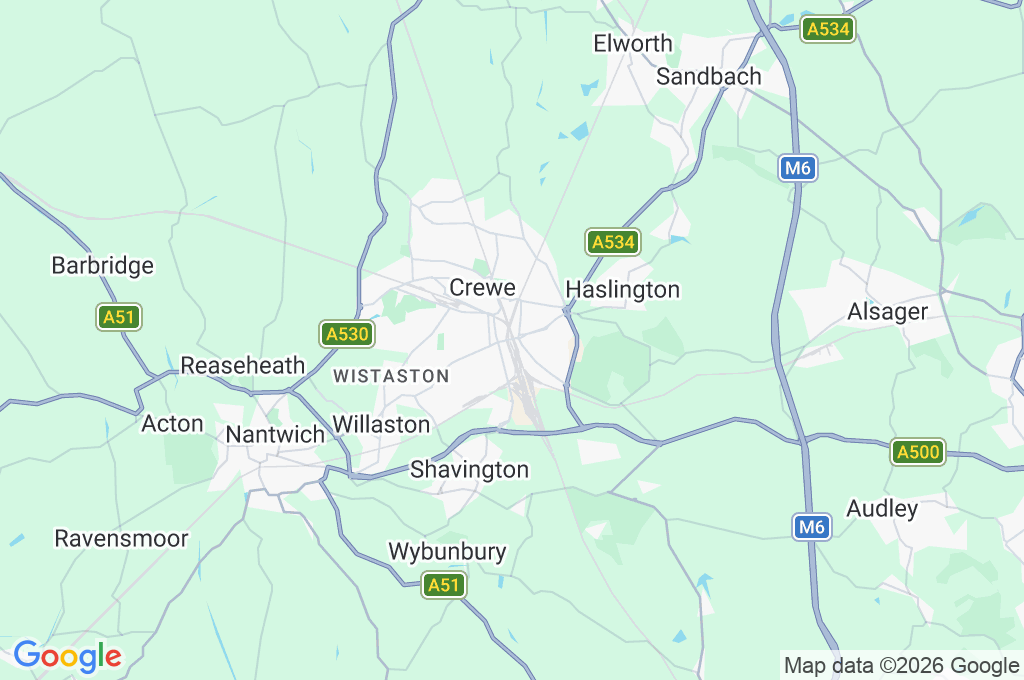 Crewe Area Map