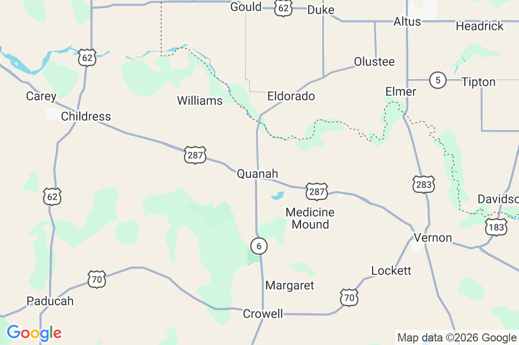 Quanah Area Map Quanah Area Map