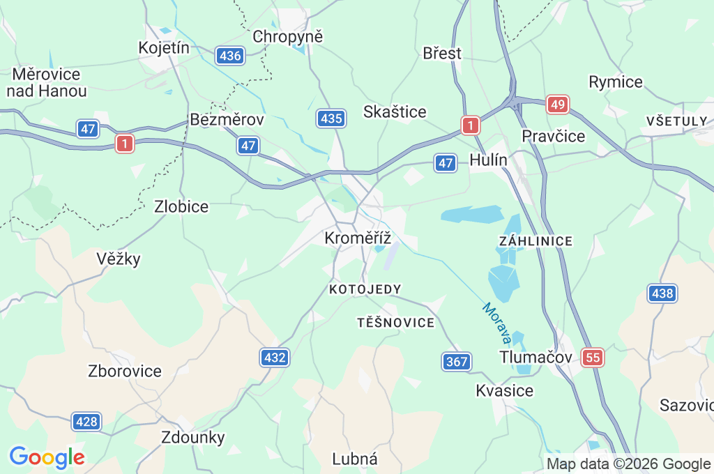 Kroměříž Area Map Kroměříž Area Map