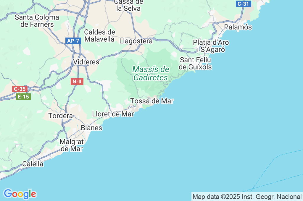 Tossa de Mar Area Map