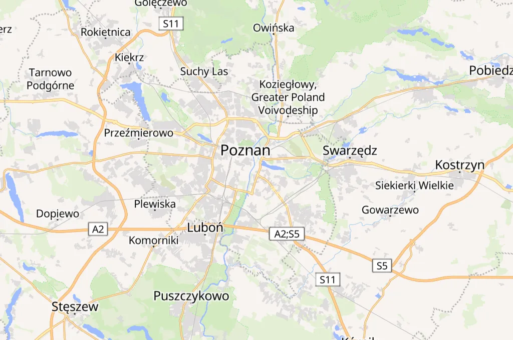 Poznaล Area Map Poznaล Area Map