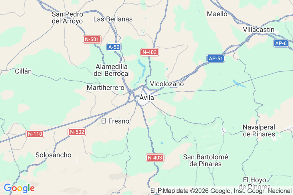 Ávila Area Map