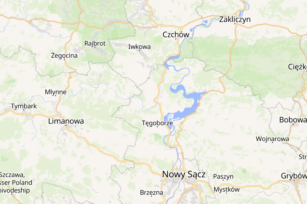 Łososina Dolna Area Map