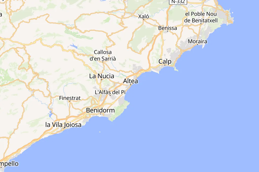 Altea Beach Area Map Altea Beach Area Map