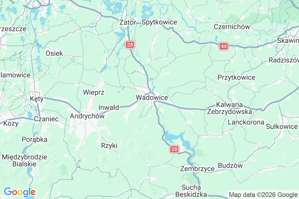 Wadowice Area Map Wadowice Area Map