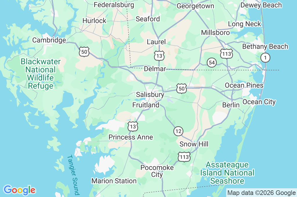 Salisbury University Area Map Salisbury University Area Map