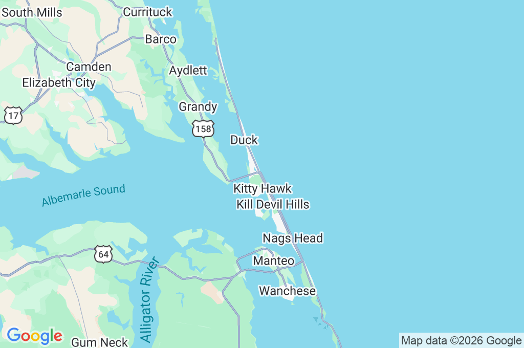 Kitty Hawk Beach Area Map
