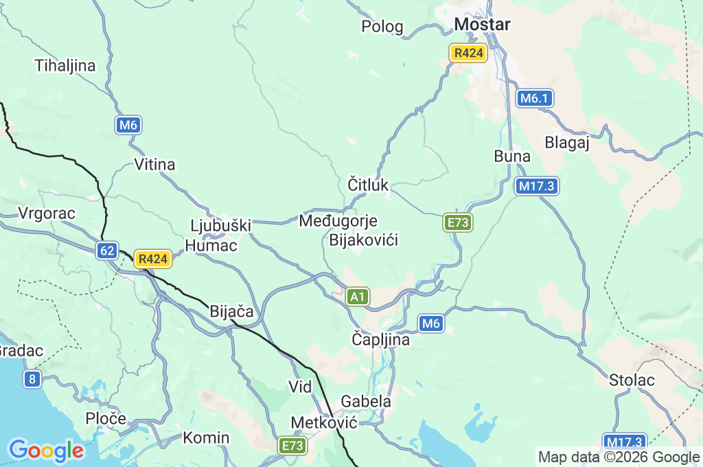 Medjugorje Area Map
