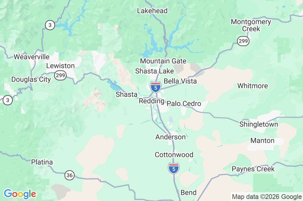 Redding Area Map Redding Area Map