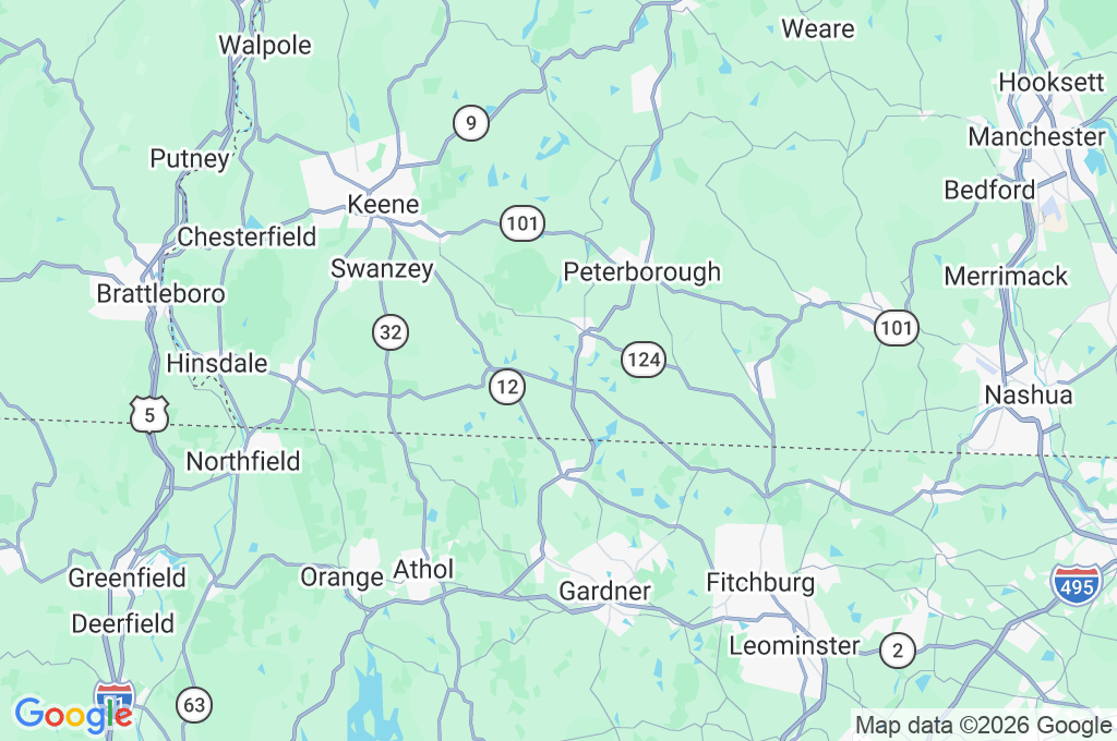 Franklin Pierce University Area Map