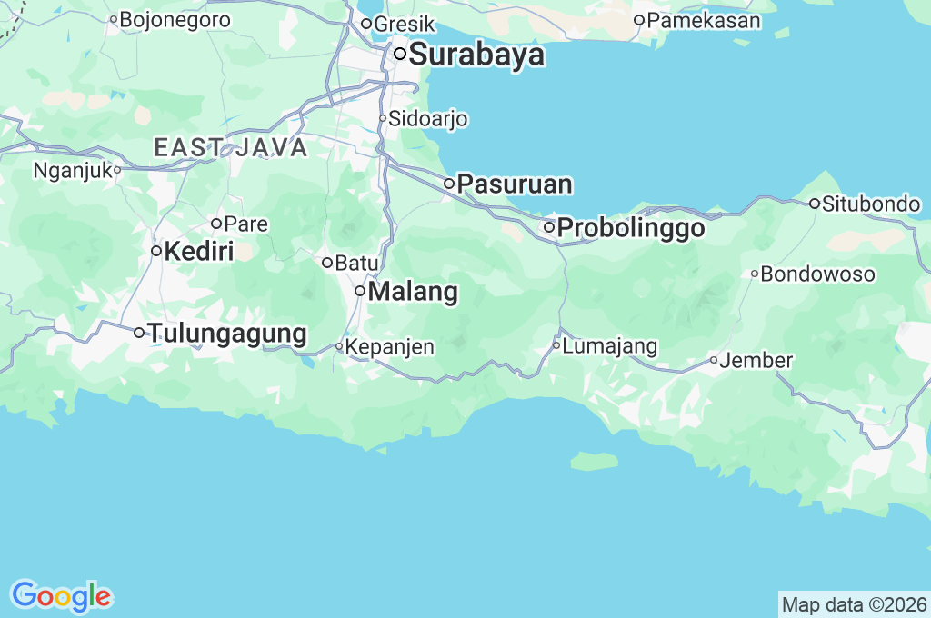 Bromo Tengger Semeru National Park Area Map