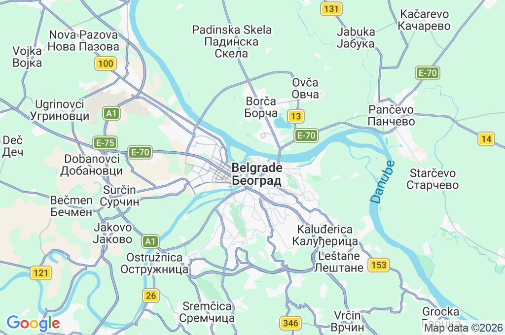 Belgrade Area Map Belgrade Area Map