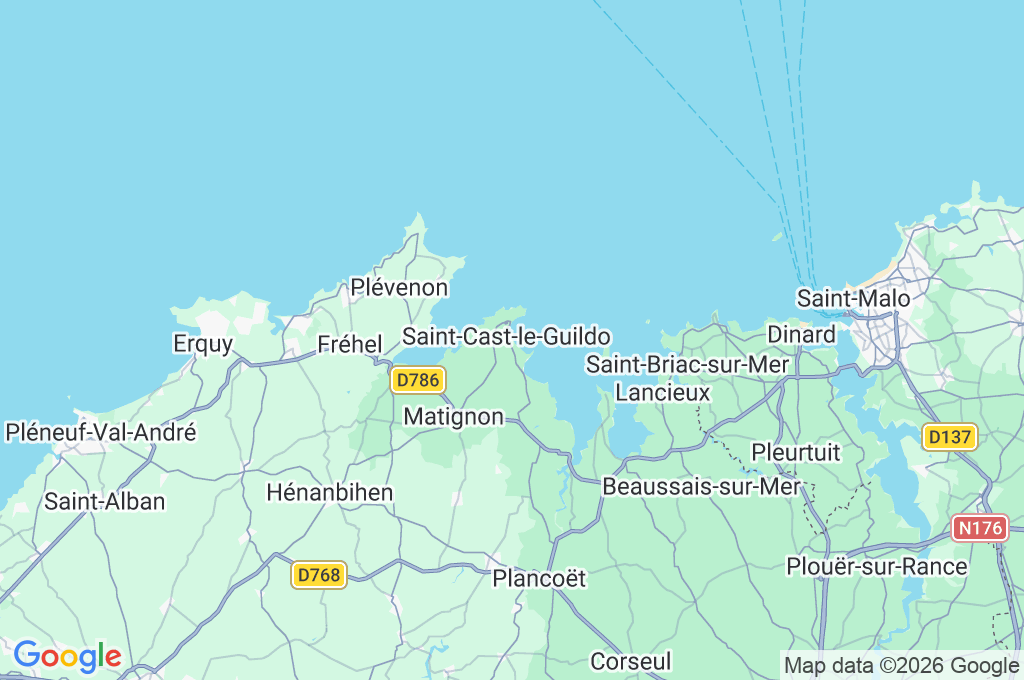 Grande Plage de Saint-Cast-le-Guildo Area Map