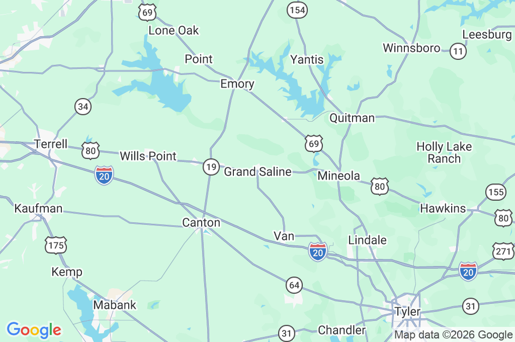 Grand Saline Area Map Grand Saline Area Map