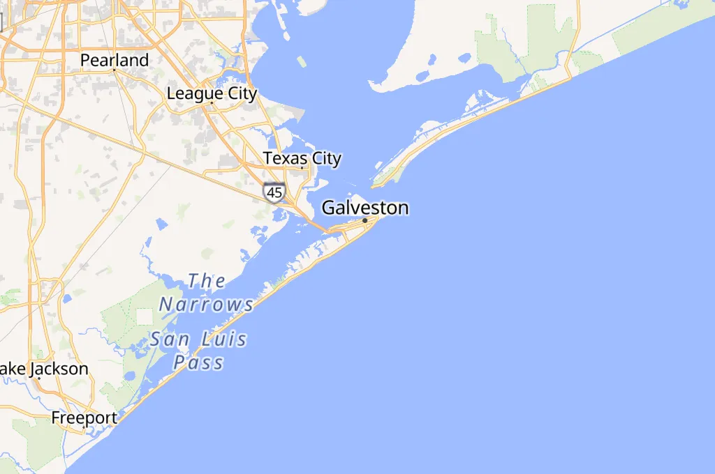 Galveston Seawall Area Map