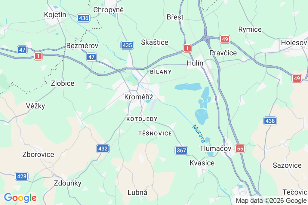 Kroměříž Airport Area Map Kroměříž Airport Area Map