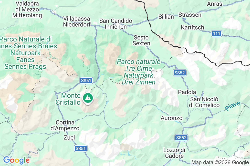 Tre Cime di Lavaredo Area Map