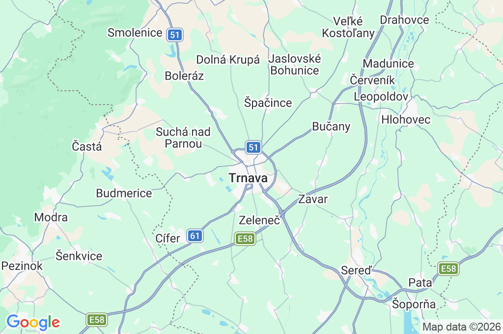 Trnava Area Map