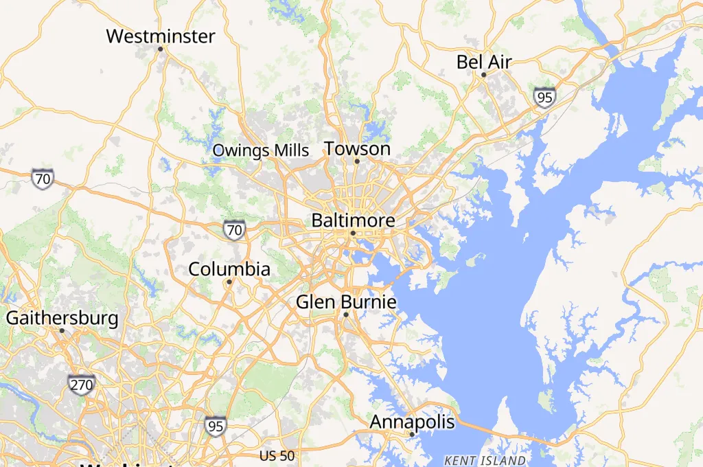 Downtown Baltimore Area Map