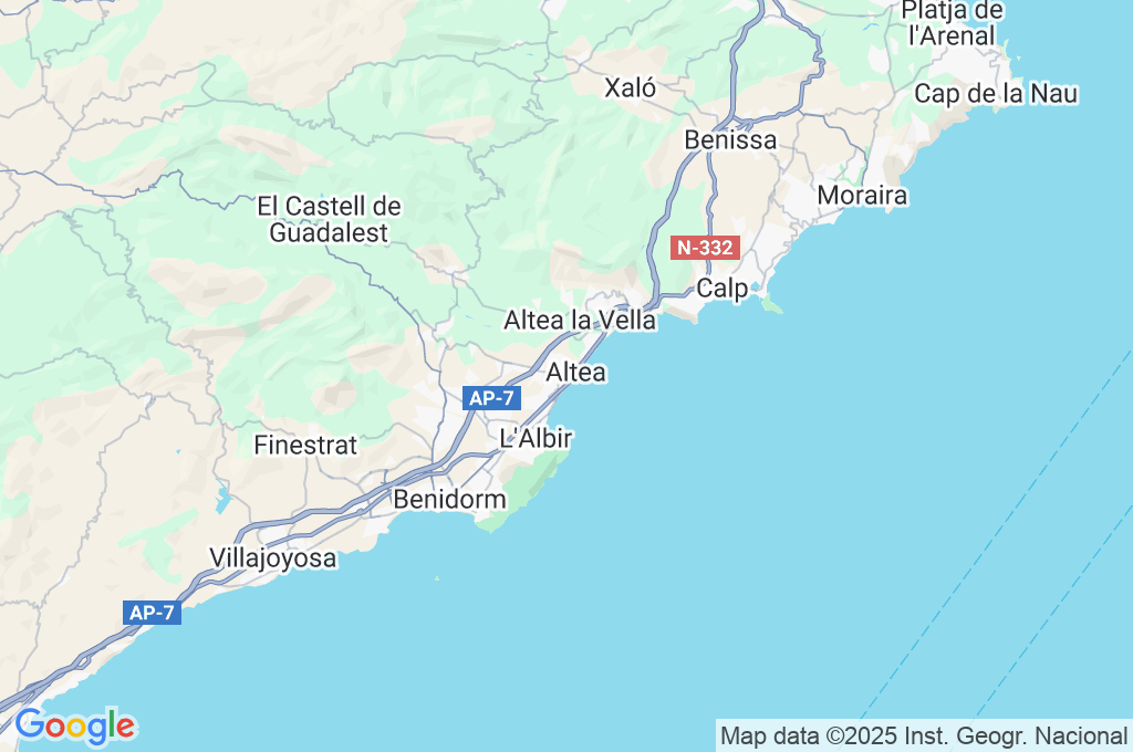 Altea Beach Area Map
