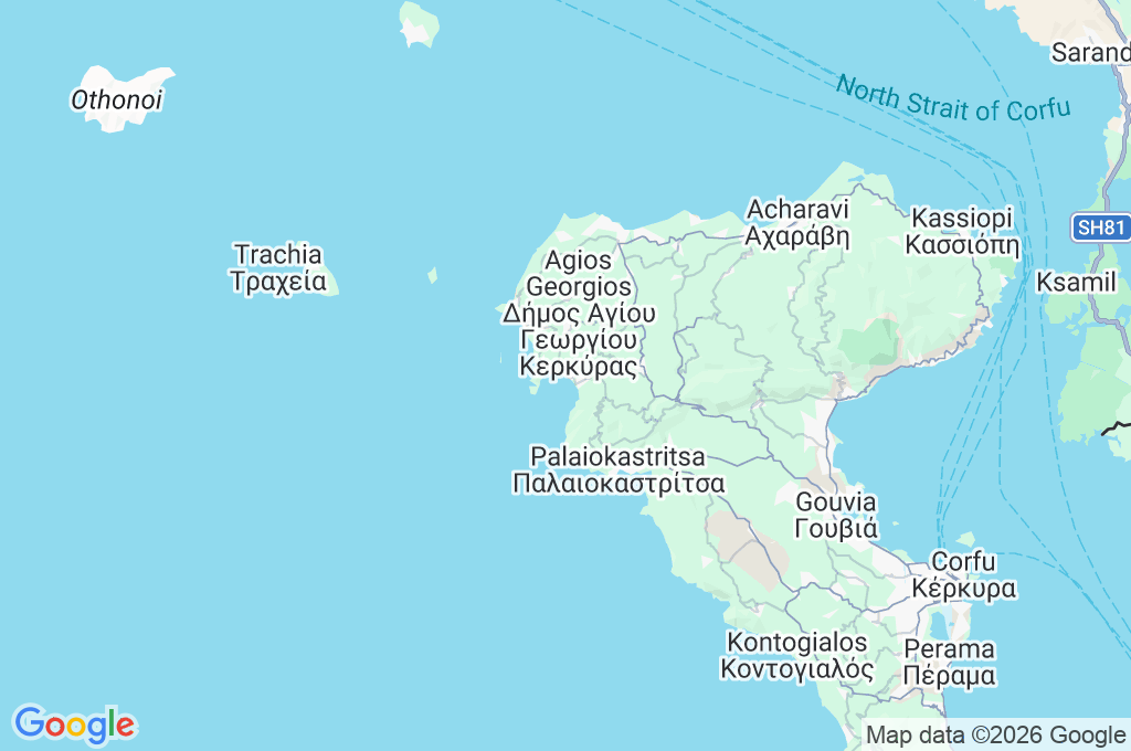 Agios Georgios Beach Area Map