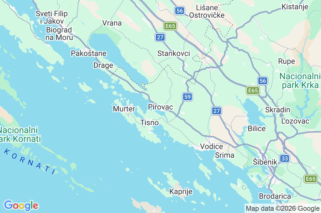 Pirovac Area Map Pirovac Area Map