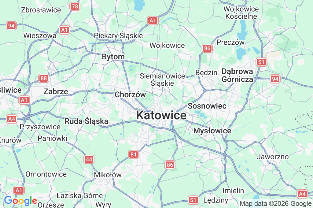 Katowice Area Map Katowice Area Map