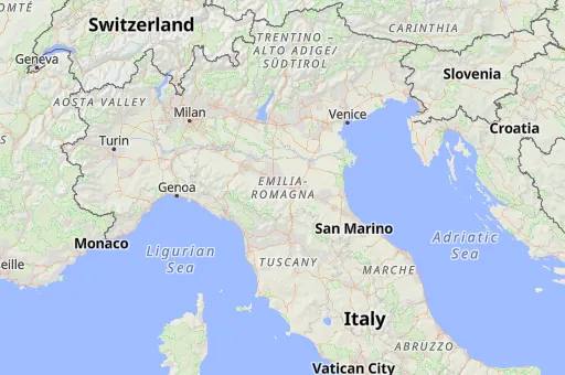 Map of Emilia-Romagna