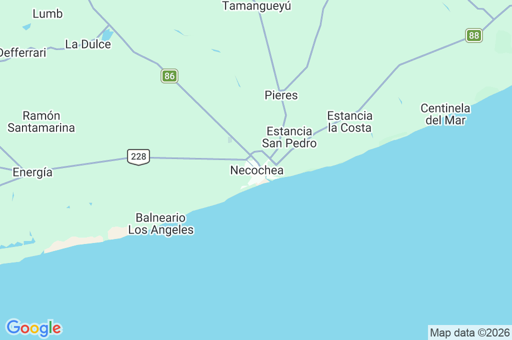 Necochea Area Map