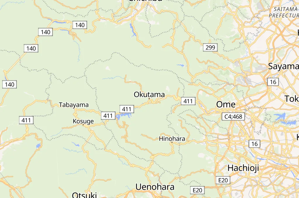 Okutama Forest Area Map