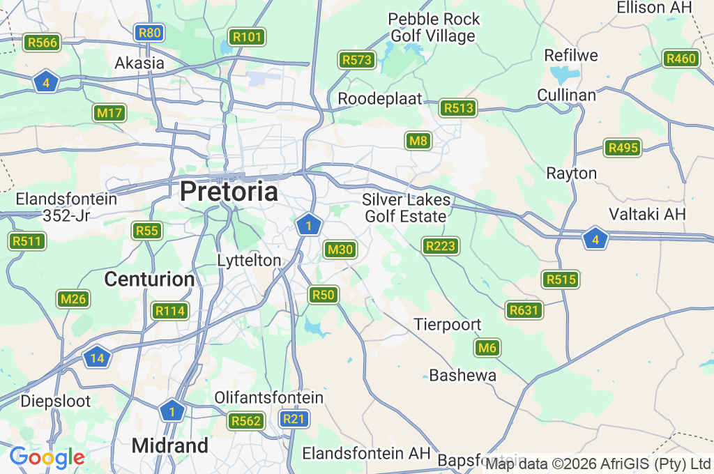 Pretoria Area Map Pretoria Area Map