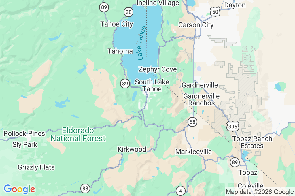 South Lake Tahoe Area Map