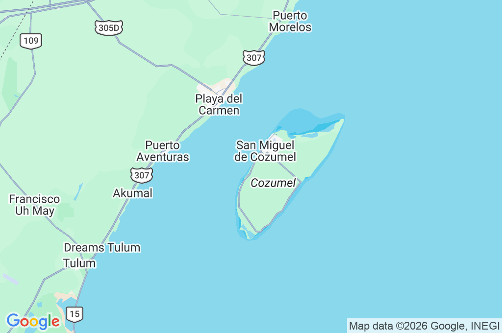 Cozumel Area Map