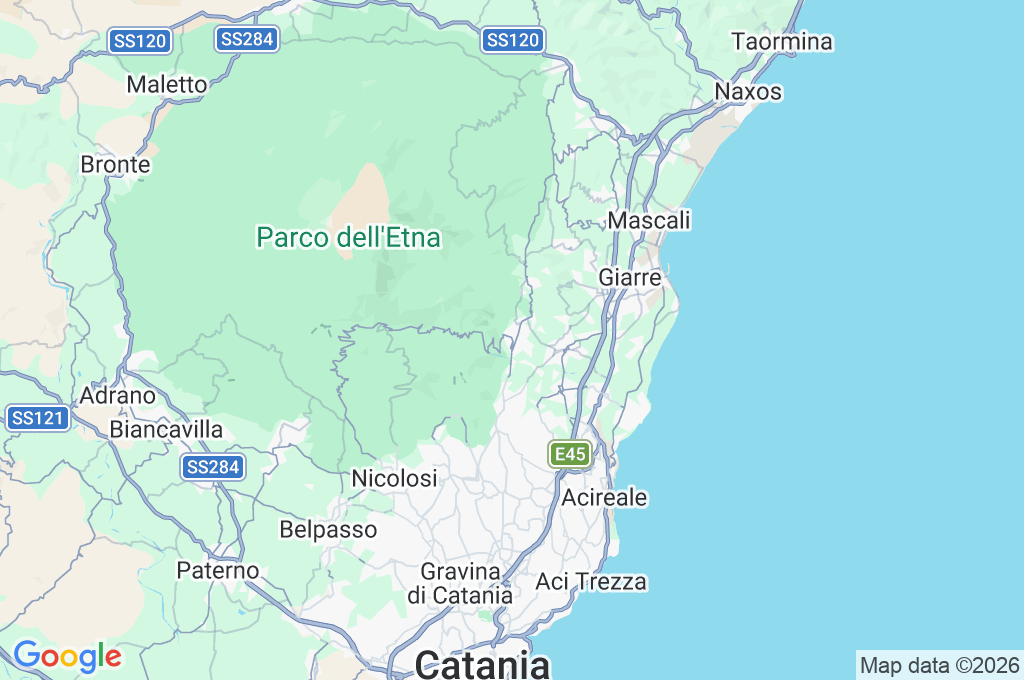 Zafferana Etnea Area Map