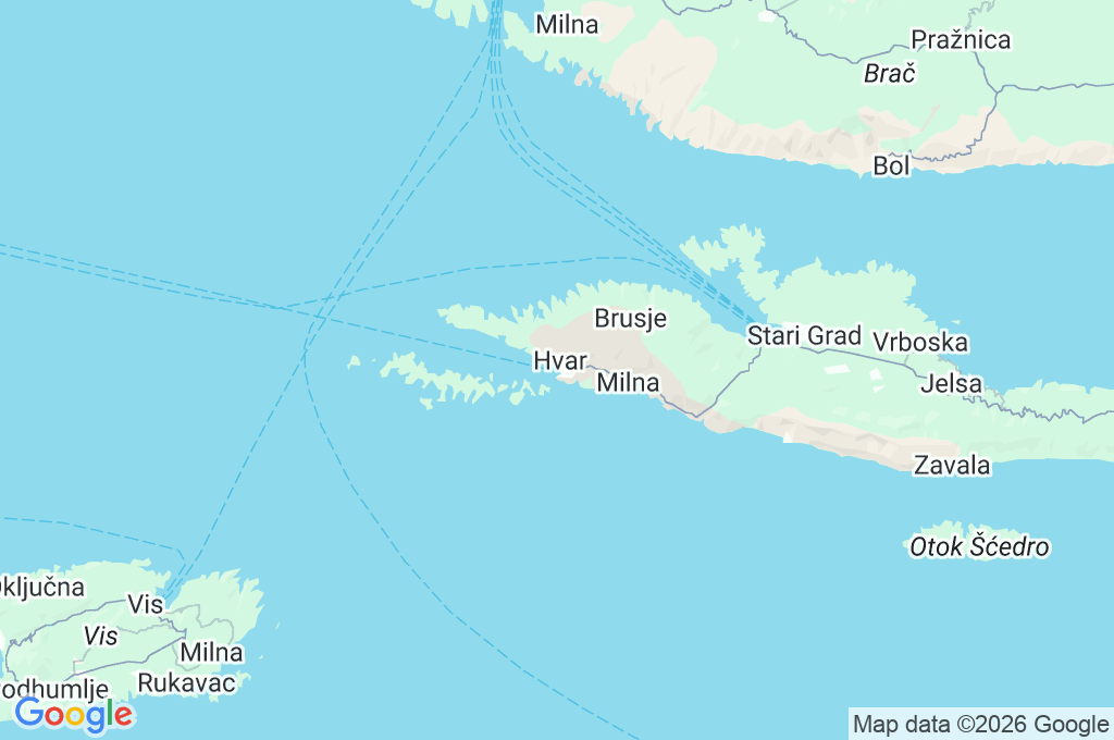 Hvar Area Map Hvar Area Map