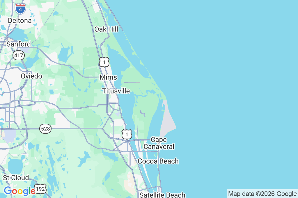John F. Kennedy Space Center Area Map