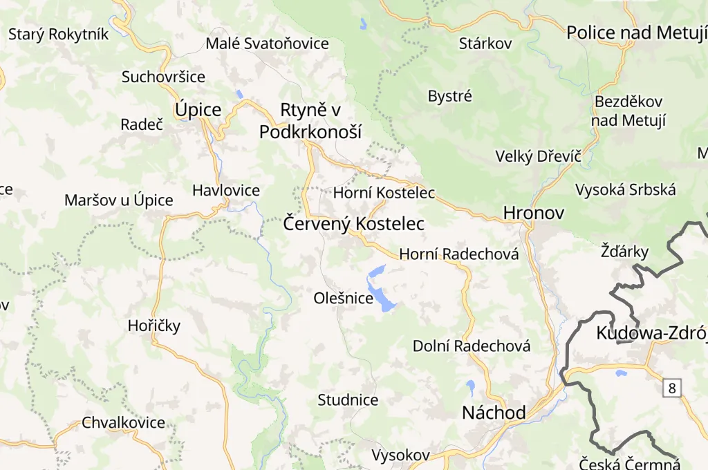 Červený Kostelec Area Map Červený Kostelec Area Map